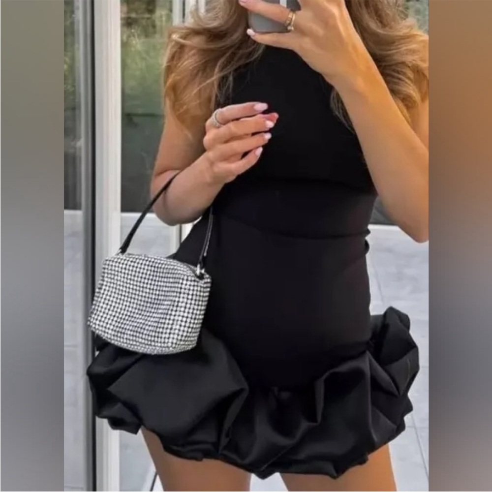 Zara Little Black Ruffle Mini Dress